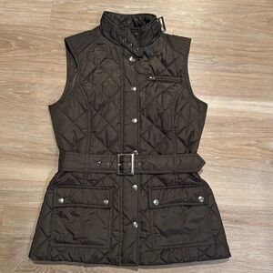 Banana Republic Brown Quilted Vest with Belt & Zipper